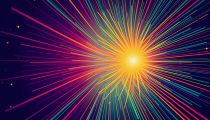 Fototapeta premium Starburst multicolored retro design background.Old vintage starburst texture, isometry, with white tones