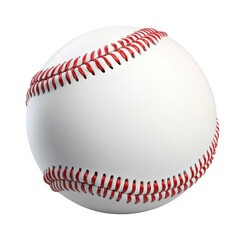Close-up baseball with red stitching, classic sports ball design, detailed leather texture, isolated athletic equipment for recreation and competition on transparent background