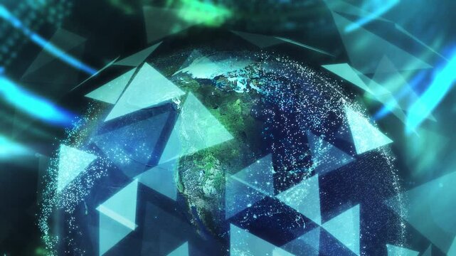 Earth in a virtual environment, symbolizing global digital transformation