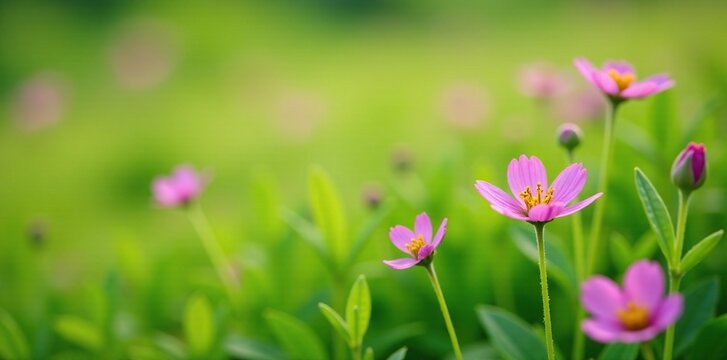 Delicate Thapsia villosa flowers unfolding in a green meadow, thapsia villosa, green meadow, wildflowers