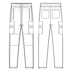 Sweatpants cargo mockup template clothing vector design