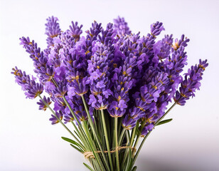 Lavender flowers bundle on a white background