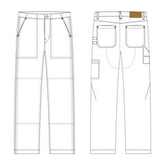 Carpenter denim pants mockup template clothing vector design