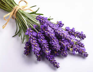 Lavender flowers bundle on a white background