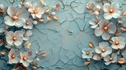 Elegant floral arrangement with soft blue background digital art modern aesthetic peaceful ambiance