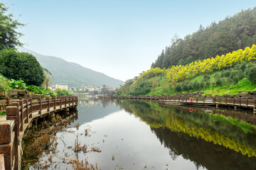 Obraz premium Scenery of Muyang River Wetland Park, Pingbian County, Yunnan, China