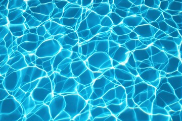 Obraz premium Shimmering light reflections on rippling blue water surface, abstract style, bright background, concept of calmness and fluidity. Ai generative