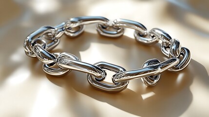 Obraz premium Polished Metal Chain Forming a Circle