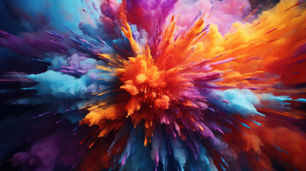 Obraz premium Explosion of Multicolored Ink in Water. Abstract backgrounds for digital projects. Art and design blogs for showcasing creativity. Wallpaper. 