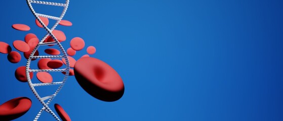 blood dna cells plasma double helix structure in body vein, healthcare and medical molecule, 3d illustration rendering