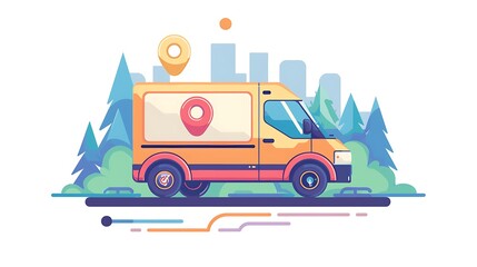 delivery van icon white background vector