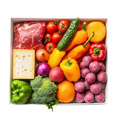 Freshly Arranged Box of Vegetables and Fruits