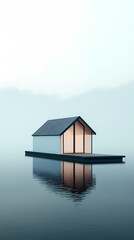 Fototapeta premium Modern serene floating house
