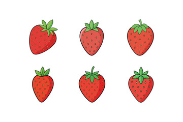 Set of Abstract Strawberry Fruit Vector Illustration

