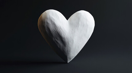 bold white heart shape stands out sharply on dark background