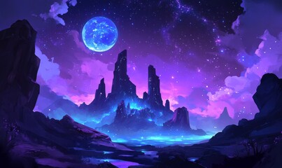 Fototapeta premium A crystal-clear sky at dusk, transitioning from pale blue to rich purple, with the first few stars twinkling faintly as the day begins to fade into night 