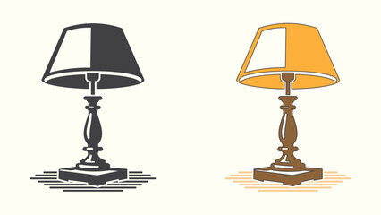 Table lamp shade vector illustration. Color  and silhouette.