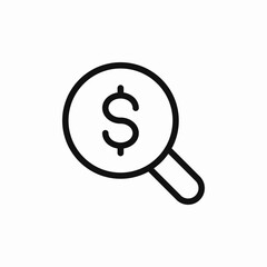 Money search finance find icon vector sign