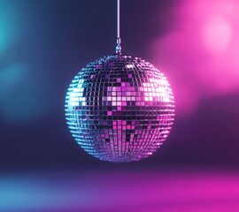 Colorful Disco Ball Hanging in Vibrant Party Atmosphere