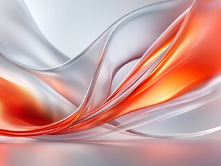 Naklejka premium Abstract Orange and Silver Swirling Fluid Design Modern Digital Art Background
