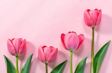 March 8, Women's Day. Festive bouquet of tulips on tender background with space for copying 