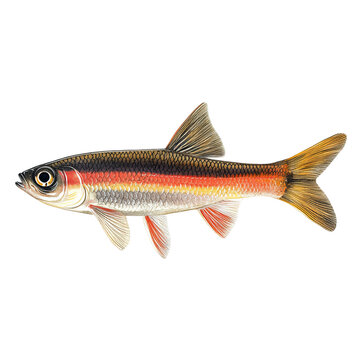 Redside dace fish realistic with white bakcground