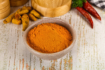 Tumeric curcuma powder for culinary