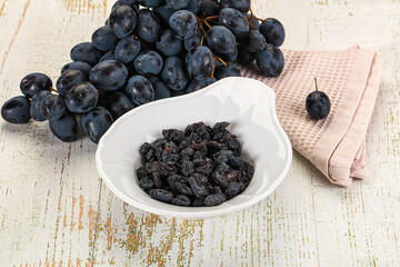 Dry ripe sweet blue raisin