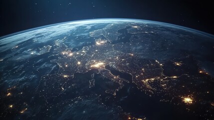 Obraz premium The Digital Planet: Cities and Networks Illuminated