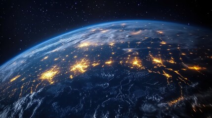 Obraz premium The Digital Planet: Cities and Networks Illuminated