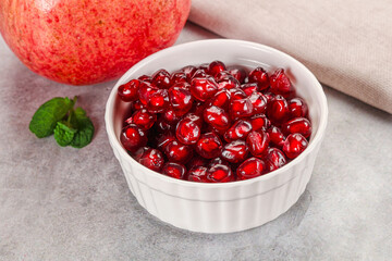 Ripe sweet red pomegranate seeds