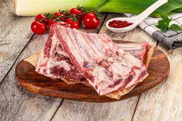 Raw pork ribs for cooking