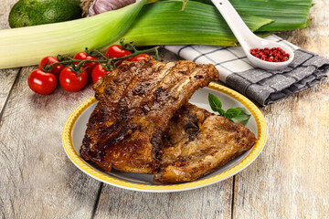 Tasty roasted pork ribs with spices