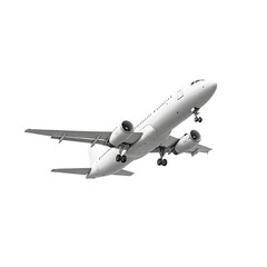white aircraft taking off isolated on a white background