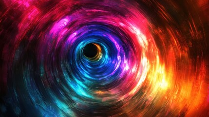 Obraz premium Colorful light tunnel showcasing vibrant patterns moving at high speed during nighttime