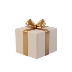 Obraz premium golden gift box with ribbon and bow isolated on a white background