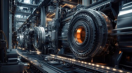 Large Heavy Duty Machine in Industrial Factory Setting Displaying Scale