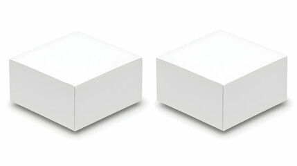 Two blank square boxes, perfect for product mockups or packaging design presentations.  Clean, simple, and ready for your branding.