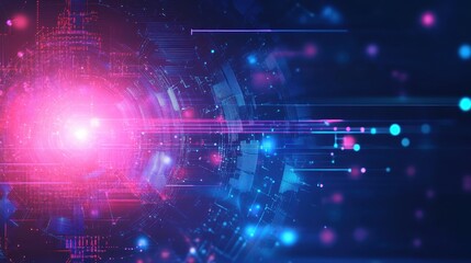 Fototapeta premium Vibrant digital abstraction showcasing light and motion through colorful patterns in a futuristic setting