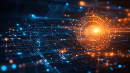 Obraz premium Digital vortex with glowing energy surrounded by intricate data patterns in a futuristic environment