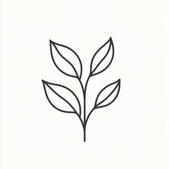Obraz premium Simple Line Drawing of a Small Plant with Leaves