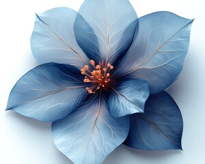 Fototapeta premium Blue flower, detailed petals, elegant design.