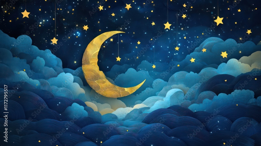 Canvas Prints sky with moon and stars 