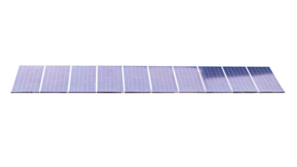 Structure old solar cell or solar panel Modern technology for energy revolution. Alternative power source to saving environment. Photovoltaic module. Isolated on cut out PNG or transparent background.