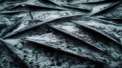 Detailed texture of a natural surface showcasing sharp, angular features and unique pattern, observed indoors