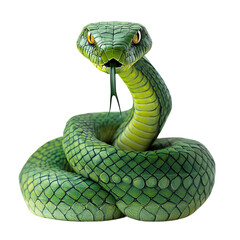 green viper snake hyper realistic isolated on a white background