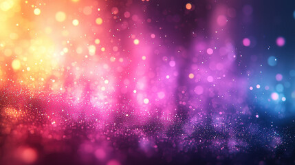 Obraz premium Colorful glitter sparkles on dark background, festive bokeh lights backdrop for celebrations