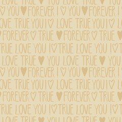 Retro wedding Love words seamless pattern, Valentine quote, for card, cover, poster, background, wallpaper