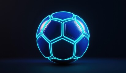 Fototapeta premium Futuristic Soccer Ball with Neon Glow on Dark Background