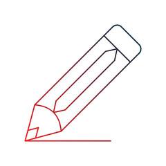 Pencil  gradient outline icon with white background vector stock illustration